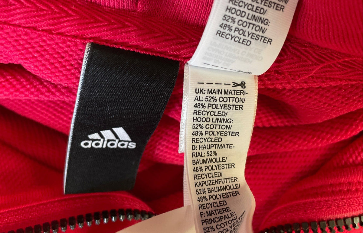 Adidas Women's Pink Logo Sleeve Full Zip Hoodie Sz L