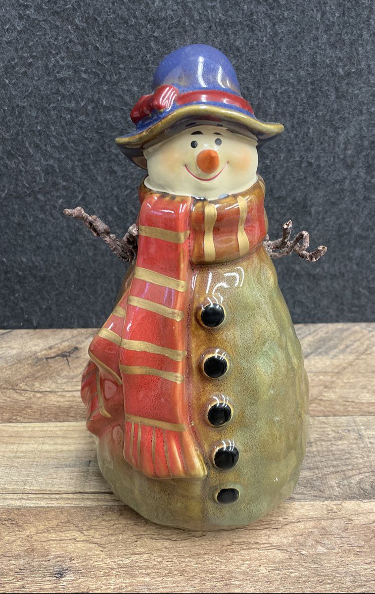Ceramic Snowman Figurine Lot of 3 Hand-Painted Holiday Winter Decor