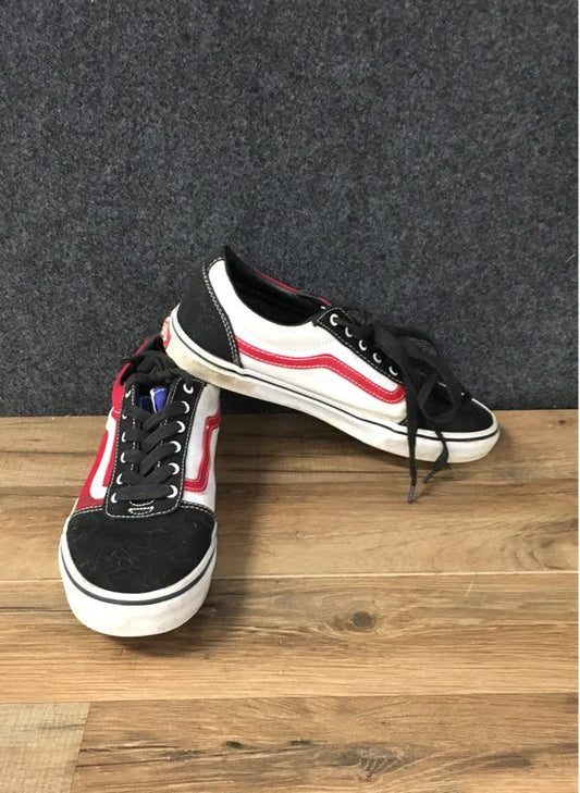 Vans Ward Low Top Skate Shoes Black Red White Youth Size 6.5