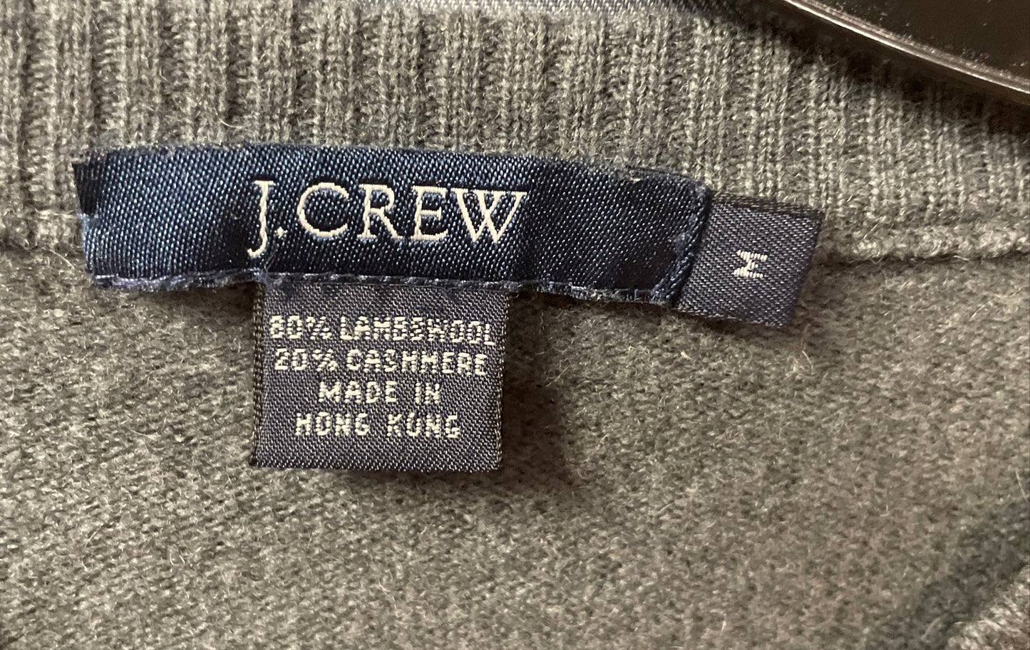 Vintage Y2K J. Crew Men's Gray Lambswool Cashmere V-Neck Sweater Sz M
