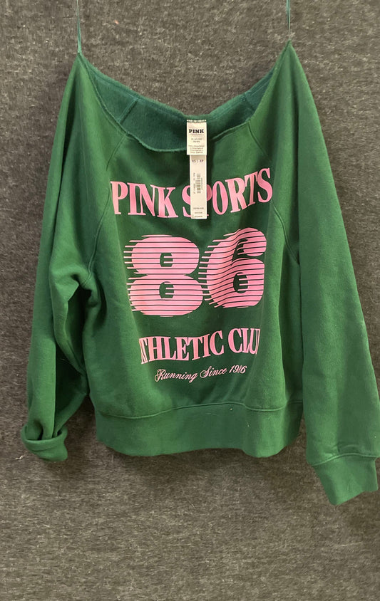 Pink Victoria's Secret Women's Green Athletic Club 86 Graphic Sweatshirt NWT XS