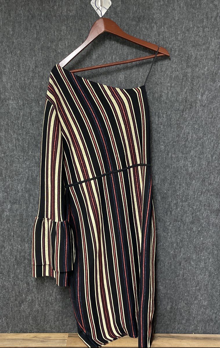 Rachel Rachel Roy Women's One Shoulder Black Striped Knit Dress XXL