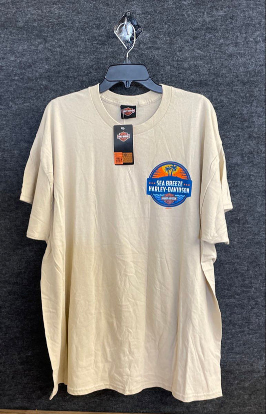 Harley-Davidson Sea Breeze Shallotte NC Graphic T-Shirt Tan NWT Sz 2XL