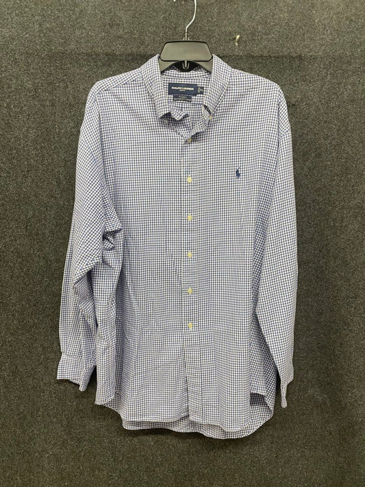 Ralph Lauren Golf Men's Tilden Blue Gingham Check Cotton Button Up Shirt Sz XL