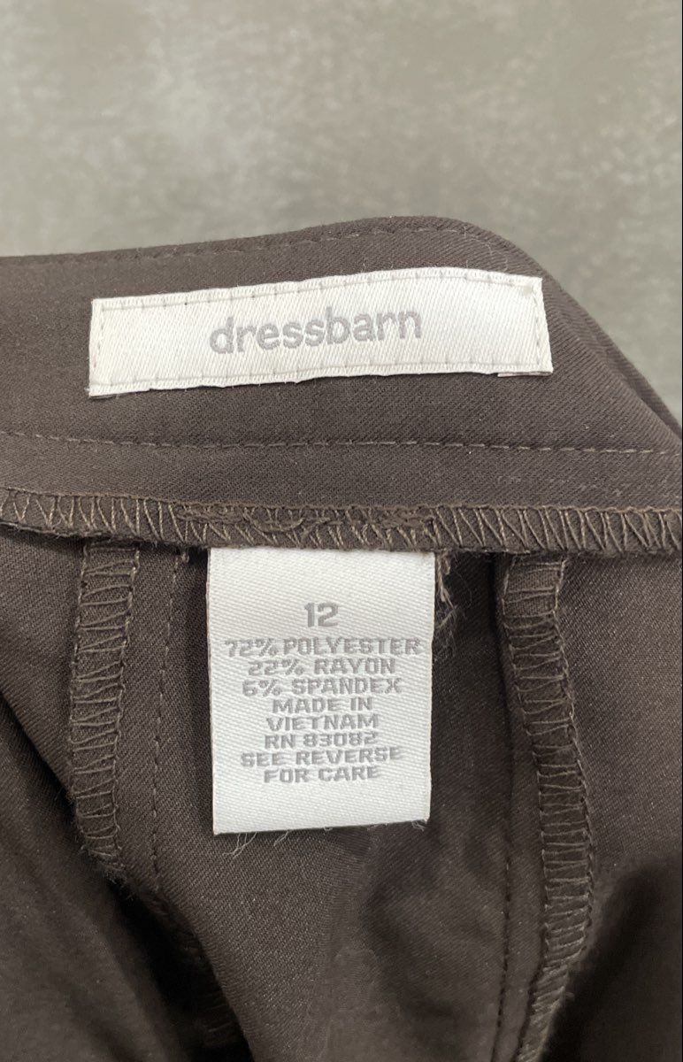 Dressbarn Women's Brown A-Line Flared Midi Skirt with Beaded Rope Belt Sz 12