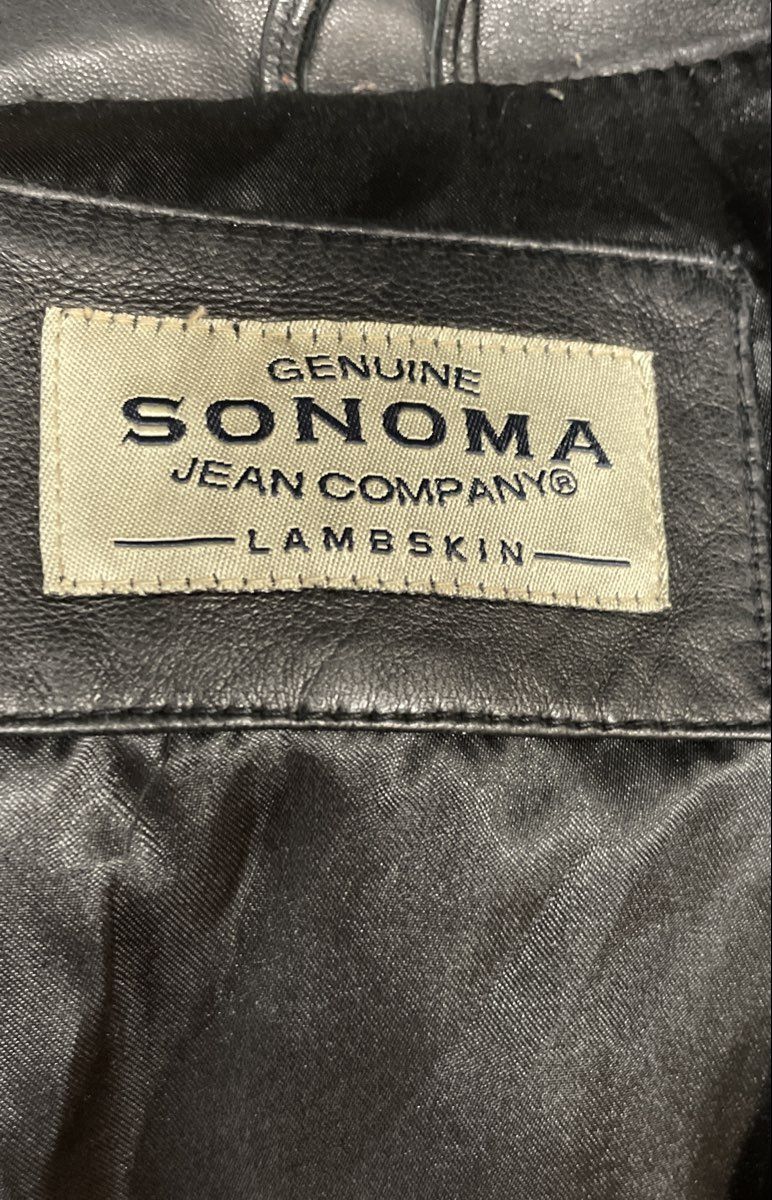 Sonoma Jean Company Women's Black Lambskin Leather Blazer Coat Vintage Y2K Sz L