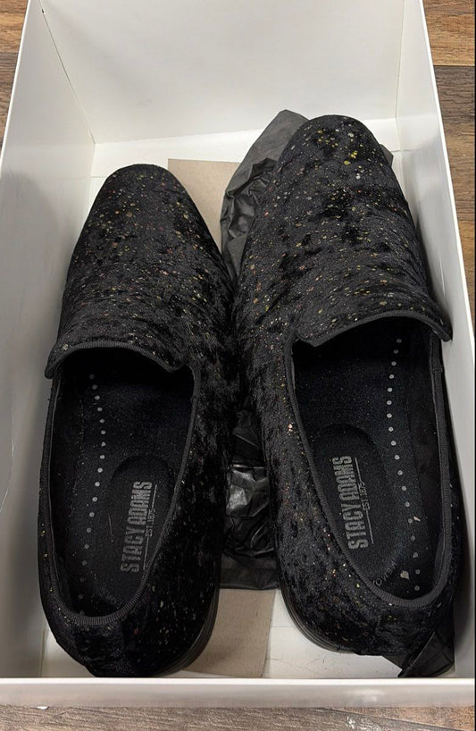 Stacy Adams Gala Black Velvet Gold Splatter Loafers Slip On Dress Shoes