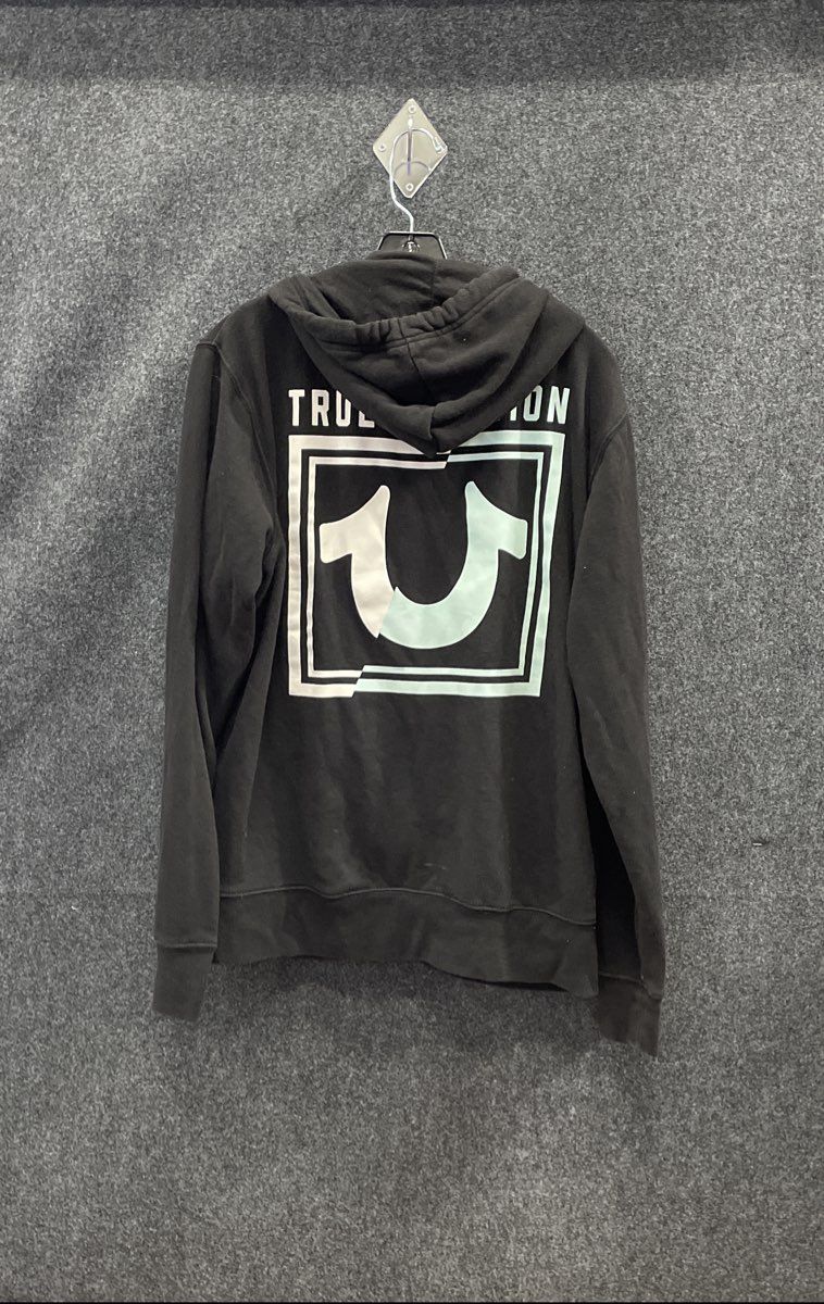 True Religion Men's Black Full Zip Hoodie Horseshoe Graphic Jacket Sz XL
