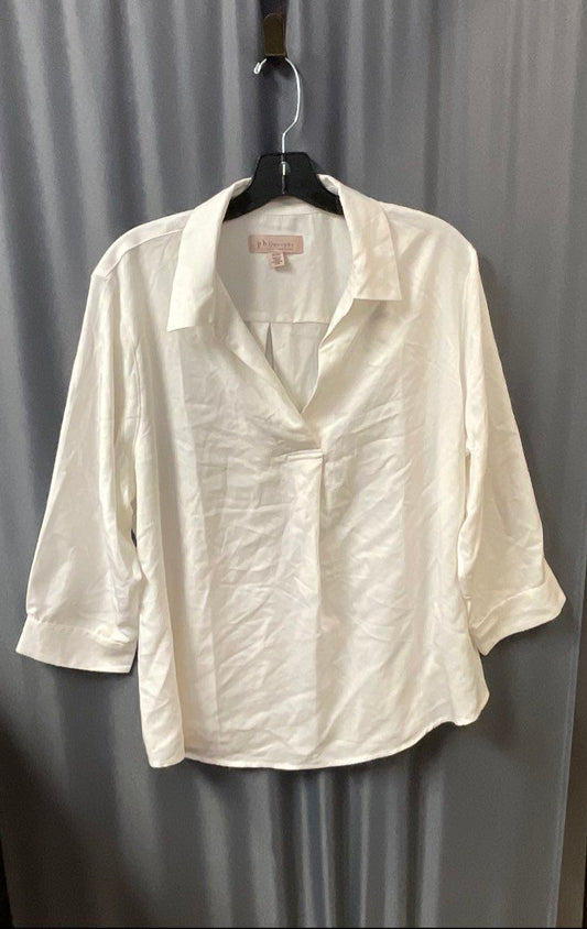 Philosophy Women's White Viscose Blend Split Neck Blouse Shirt Sz XL