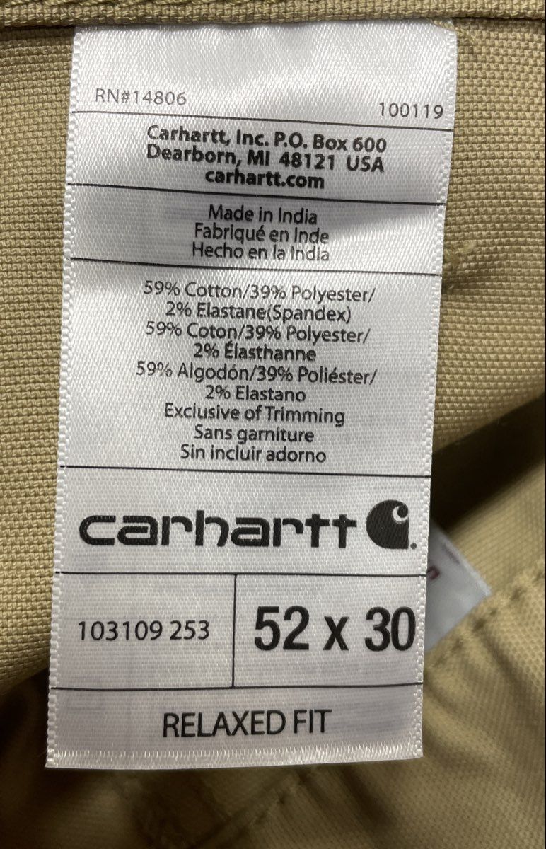 Carhartt Men's Rugged Flex Relaxed Fit Khaki Canvas Work Pants NWT Sz 52x30