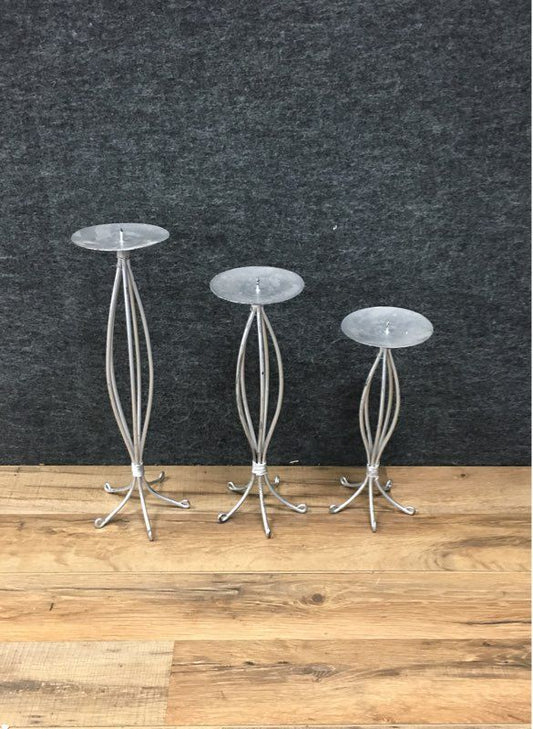 Vintage Three Piece Distressed Metal Votive Candle Holders Rustic Decor