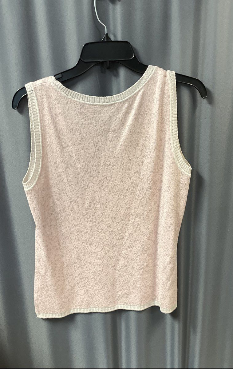 St. John Sport Women's Pink Silver Metallic Knit Sleeveless Top Tank Sz S USA