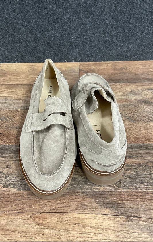 Anne Klein Everly Grey Fabric Suede Penny Loafers Women's Size 9.5W