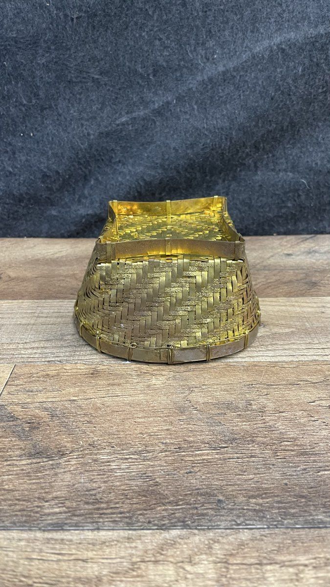 Vintage Style Woven Brass Basket