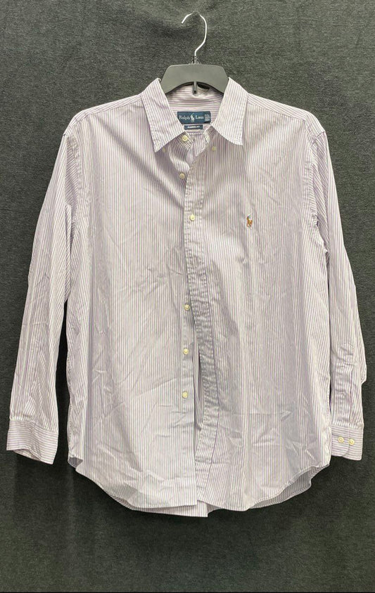 Ralph Lauren Men's Classic Fit Striped Button Down Shirt Purple Green 18 34/35