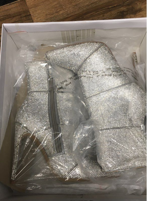 Steve Madden Winona Silver Rhinestone Pointed Toe Stiletto Ankle Boots Size 6