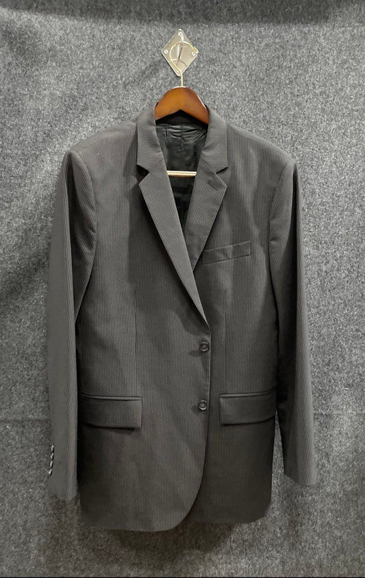 Express Men's Charcoal Gray Pinstripe Wool Blend Blazer Suit Jacket Size 46R