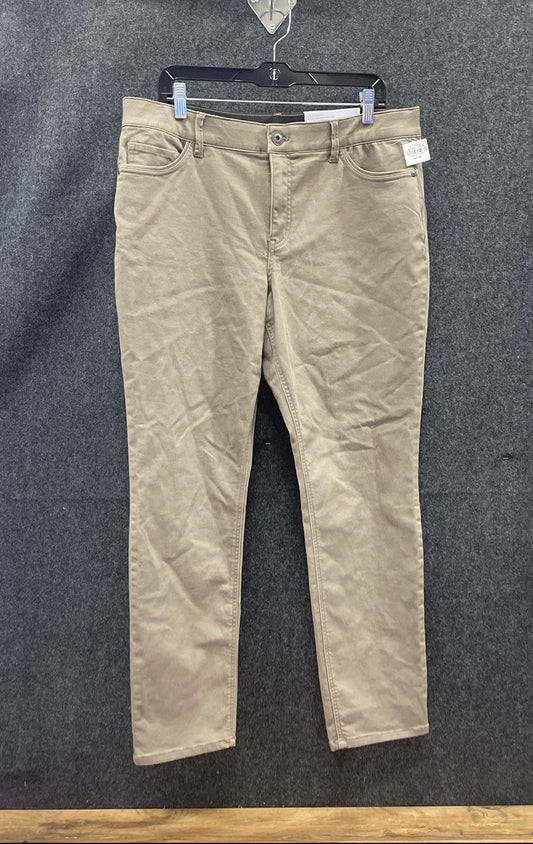Liz Claiborne Women's Khaki Beige Sara Slim Leg Mid Rise Pants NWT Size 14