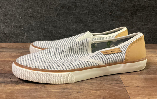 Tommy Bahama Striped Blue White Textile Slip On Sneakers Women's Size 9