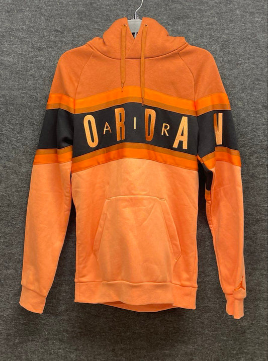 Nike Jordan Jumpman Colorblock Orange Black Graphic Pullover Hoodie Size Small