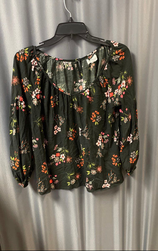 Velvet by Graham & Spencer Women's Black Floral Viscose Puff Sleeve Top Sz S