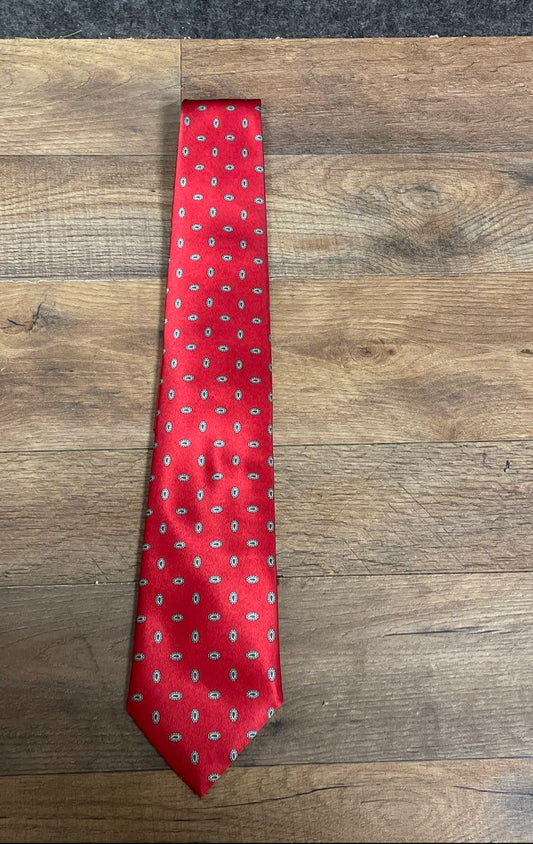 Vintage 90s Enrico Sarchi Men's Red Geometric Paisley Silk Tie