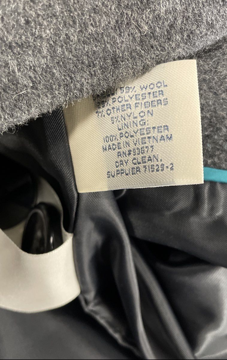 St. John's Bay Women's Gray Wool Blend Double Breasted Peacoat Jacket Sz S
