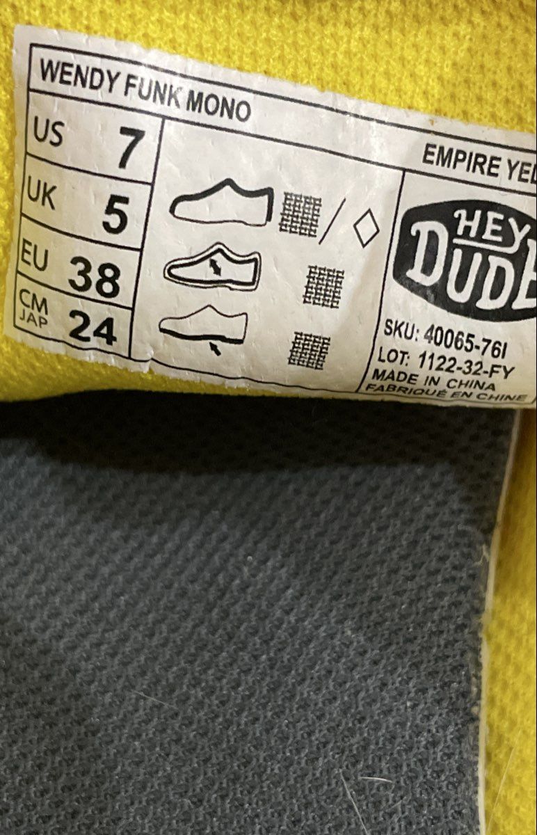 Hey Dude Wally Empire Yellow Pink Mesh Slip On Loafers Women's Size 7