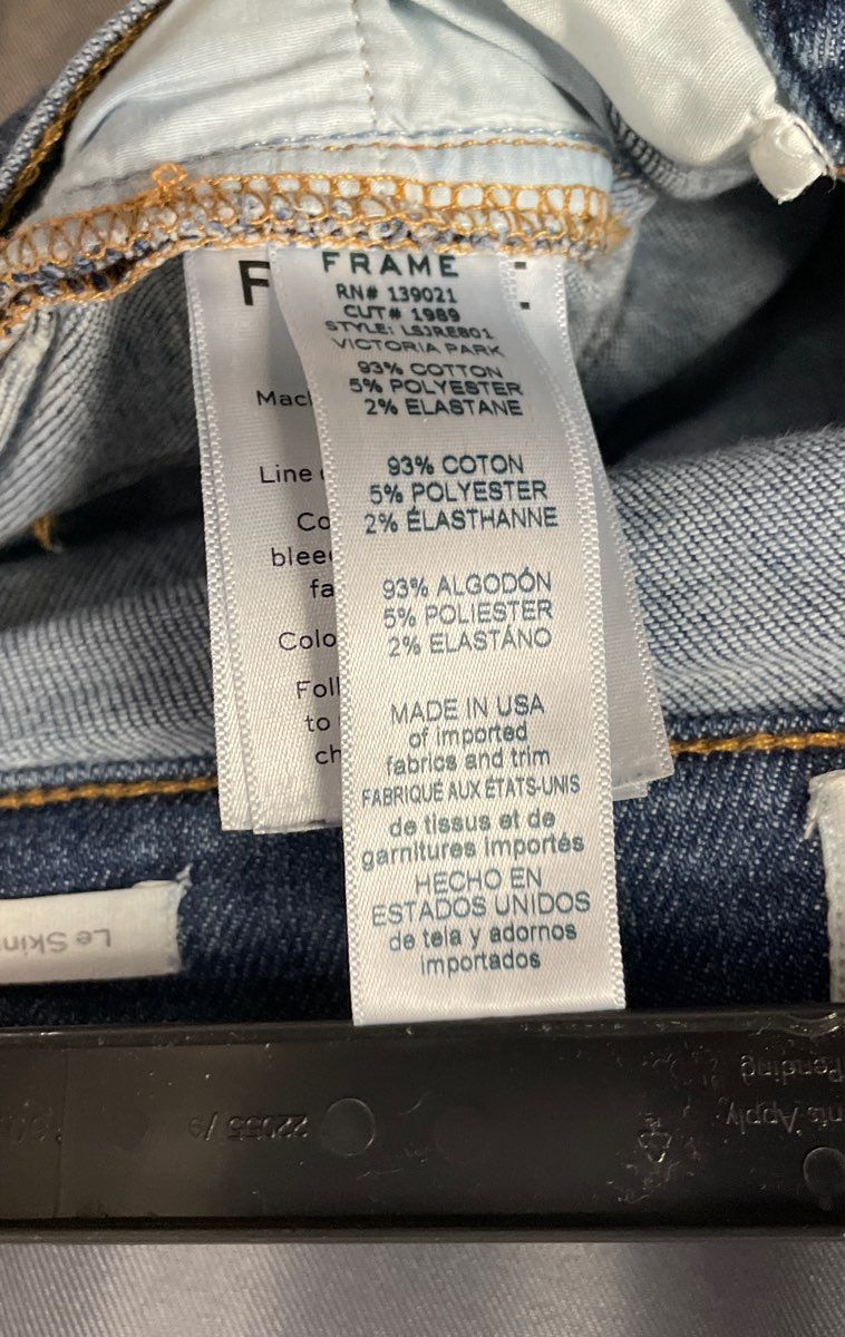 Frame Women's Le Skinny de Jeanne Jeans Blue Victoria Park Distressed Sz 27