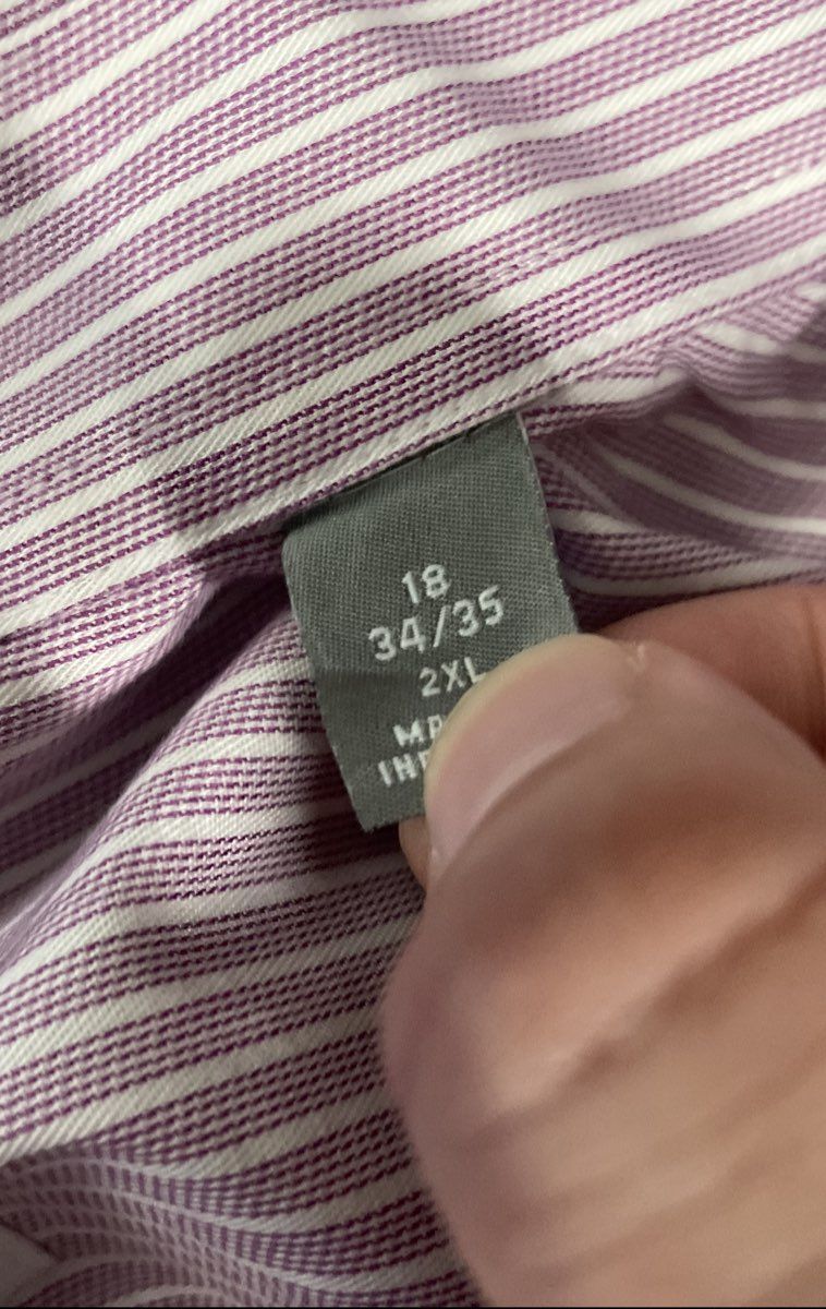 Michael Kors Men's Purple White Striped Regular Fit Airsoft Stretch Shirt 2XL