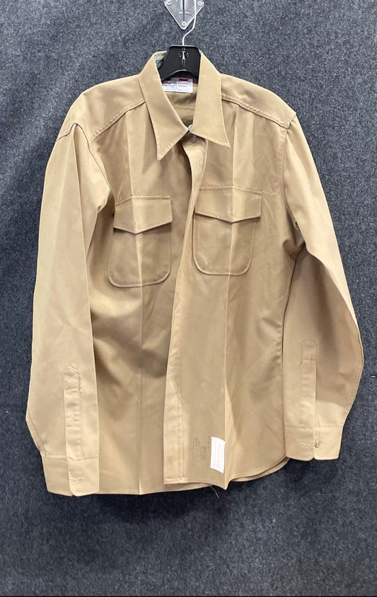 Vintage 90s Flying Cross Men's Brown USMC Wool Blend Uniform Dress Shirt Sz 16