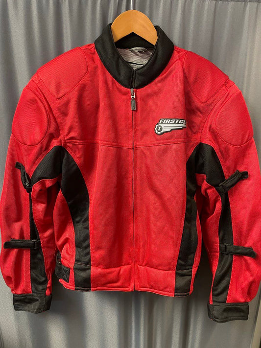 FirstGear Women's Red Black Mesh Padded Motorcycle Riding Jacket Size M