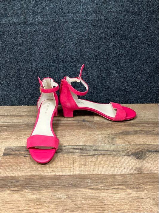 Cole Haan Grand 360 Pink Suede Ankle Strap Block Heel Sandals Size 5.5