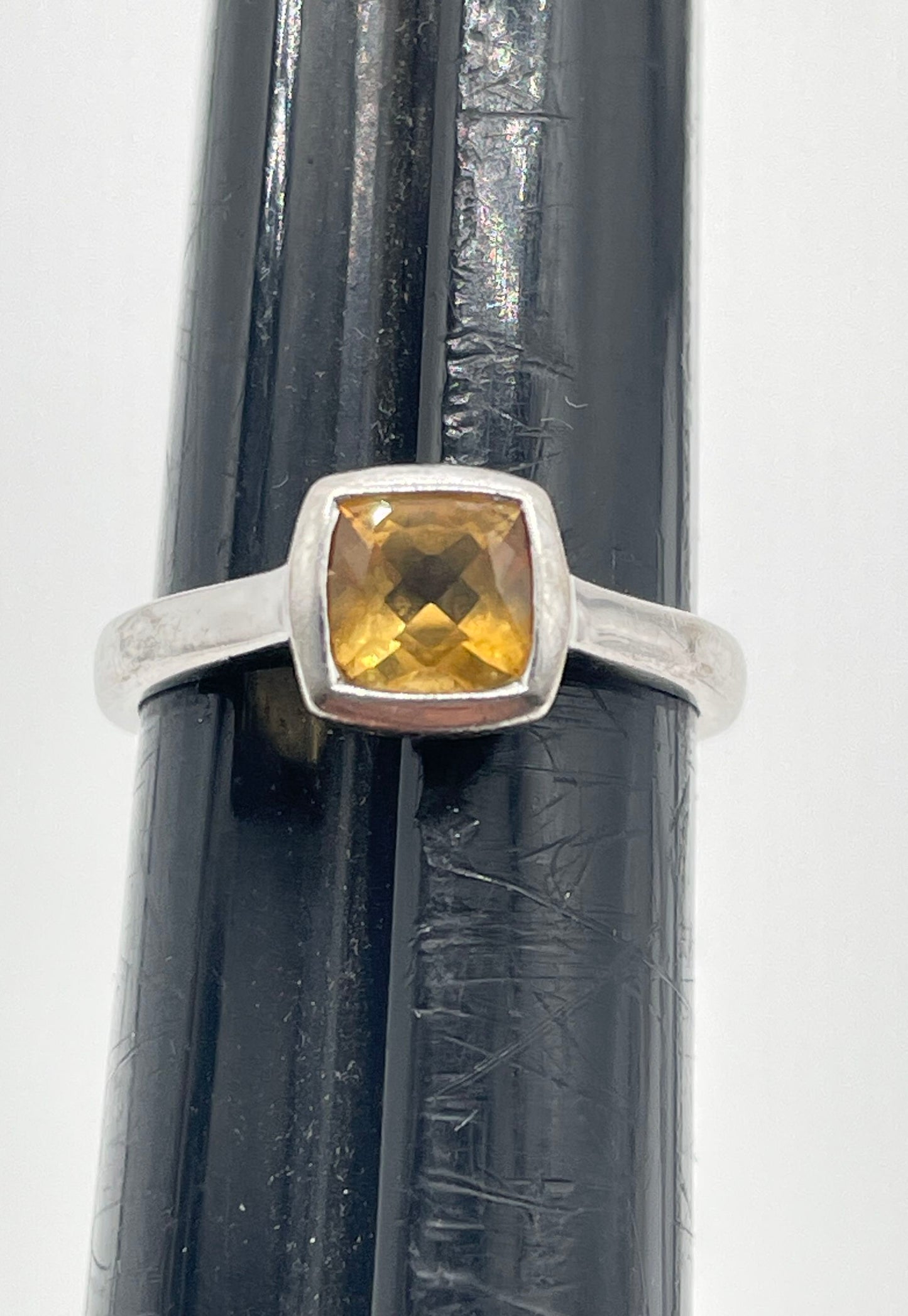 925 Sterling Silver Citrine Solitaire Ring 2.7g