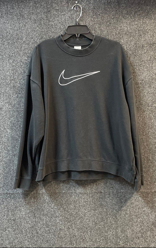 Nike Women's Black Dri-FIT Pullover Sweatshirt Embroidered Swoosh Sz L