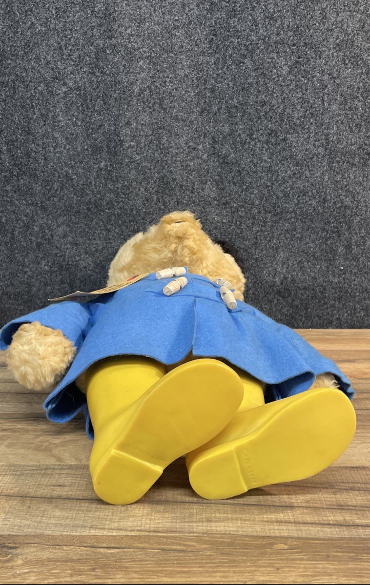 Vintage 1975 Eden Toys Paddington Bear Plush Duffle Coat Yellow Boots w/ Tag
