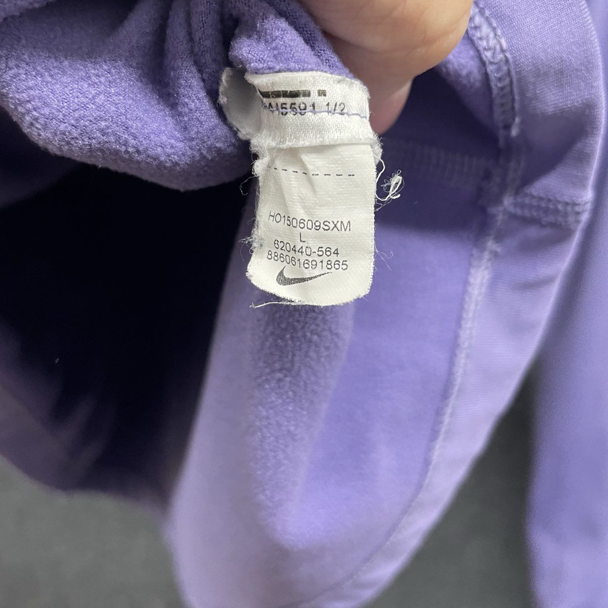 Nike Pro Dri-FIT Women's 1/4 Zip Pullover Purple Fleece Lined Thumbholes Sz L