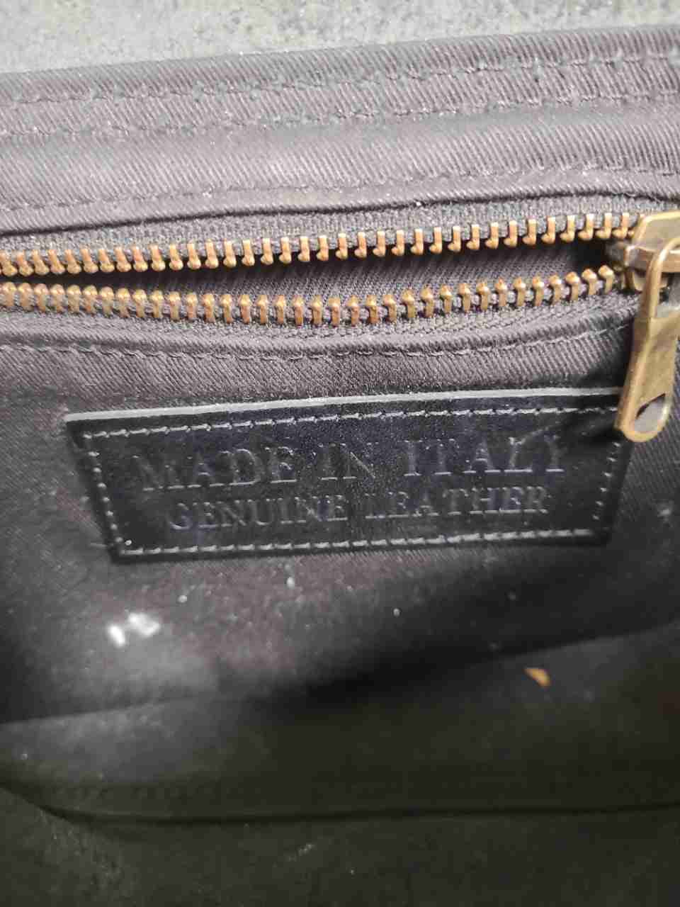 Black Italian Leather Crossbody Messenger Bag VBF Monogram Brass Hardware