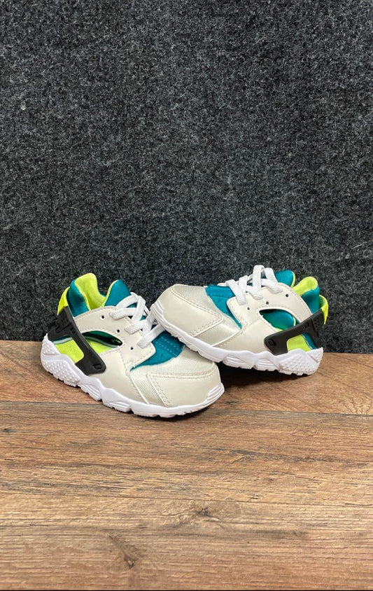Nike Air Huarache Run White Teal Lime Green Toddler Sneakers Size 7C