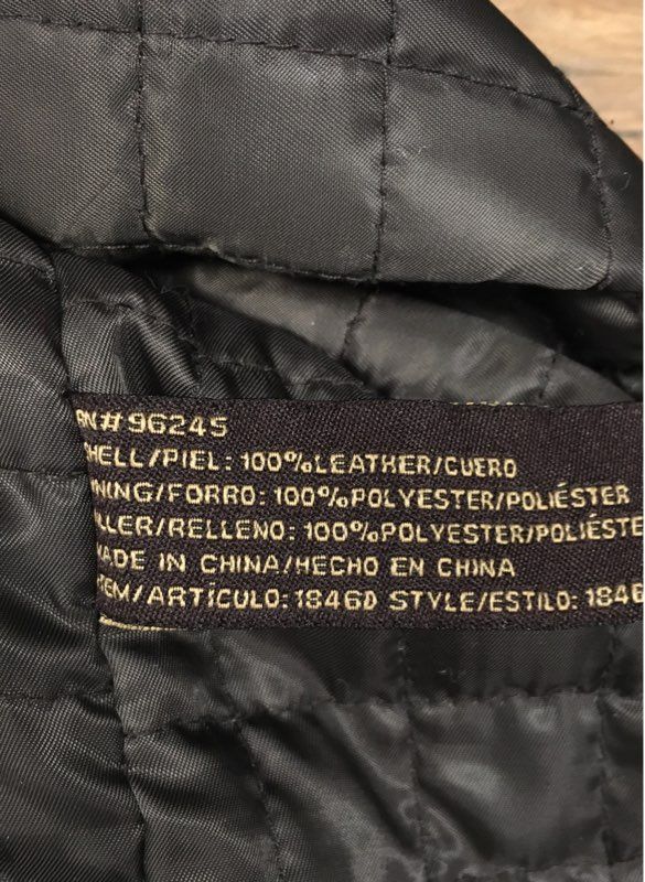 EMC Men's Dark Brown Leather Jacket Quilted Lined Contrast Stitch Car Coat Sz L