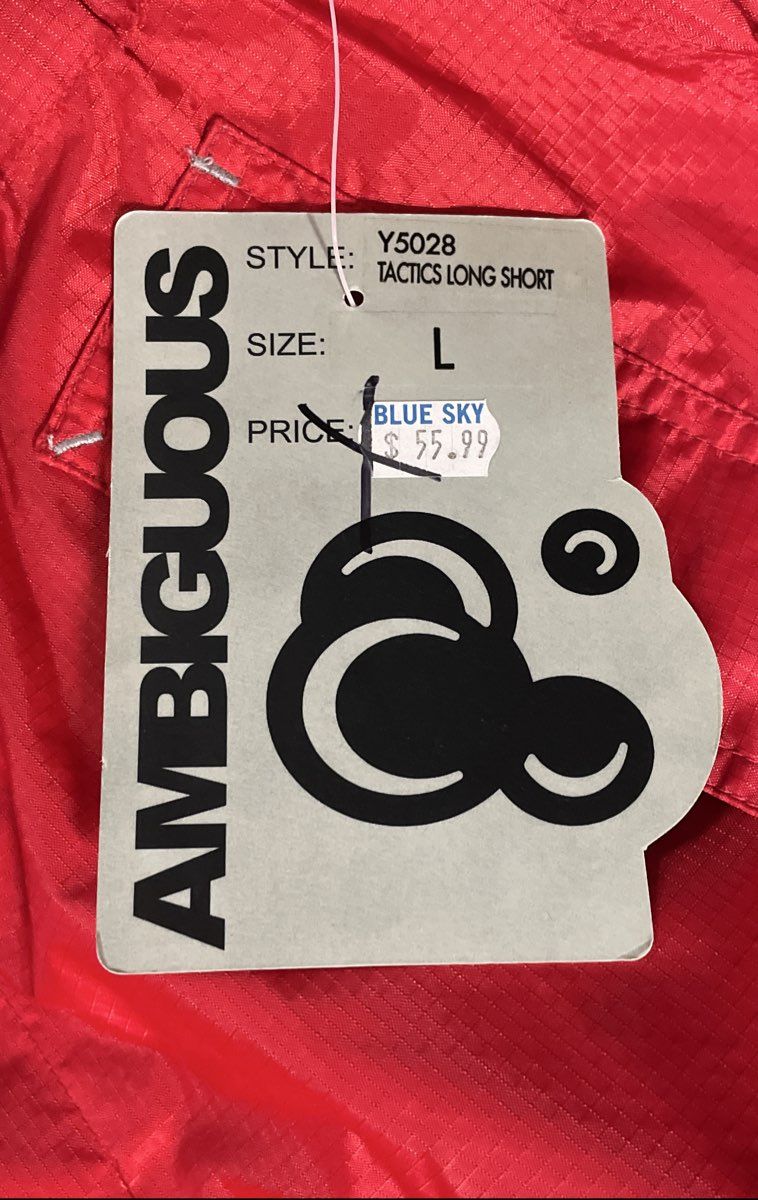 Vintage Y2K Ambiguous Men's Red Tactics Long Shorts Nylon Ripstop Cargo Sz L NWT