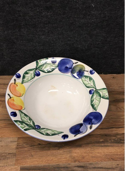 Vintage FAP Ceramiche Italian Pottery Large Serving Bowl 15" Hand Painted Fruit