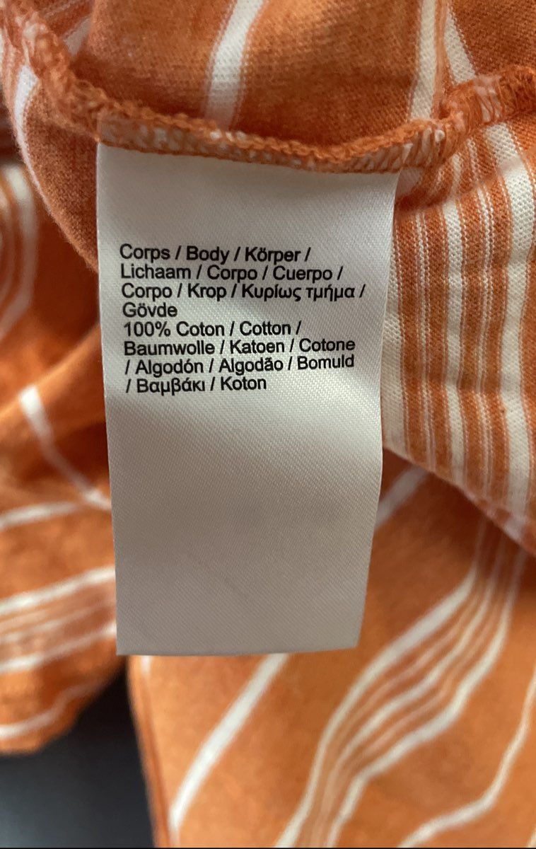 Lacoste Men's Orange White Striped V-Neck Regular Fit Cotton T-Shirt Size 8