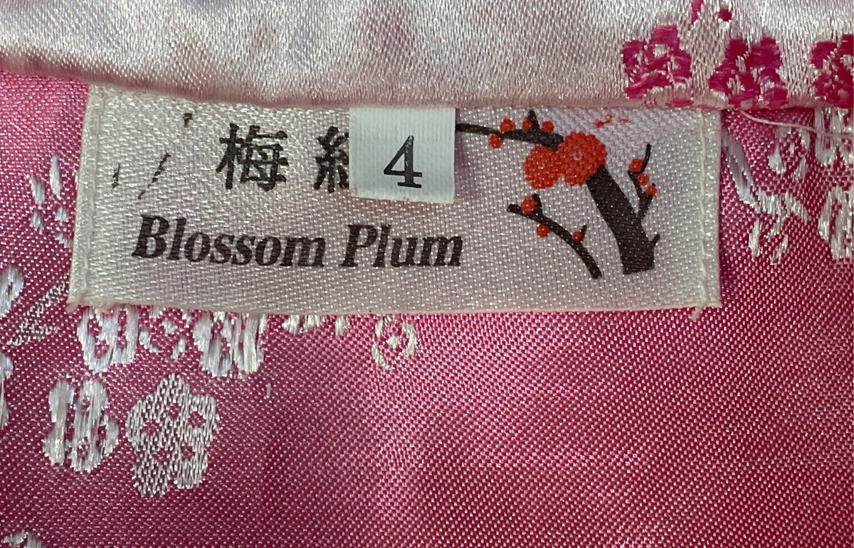 Girls Pink Floral Satin Qipao Cheongsam Dress Lot of 2 Sz 14 & XS