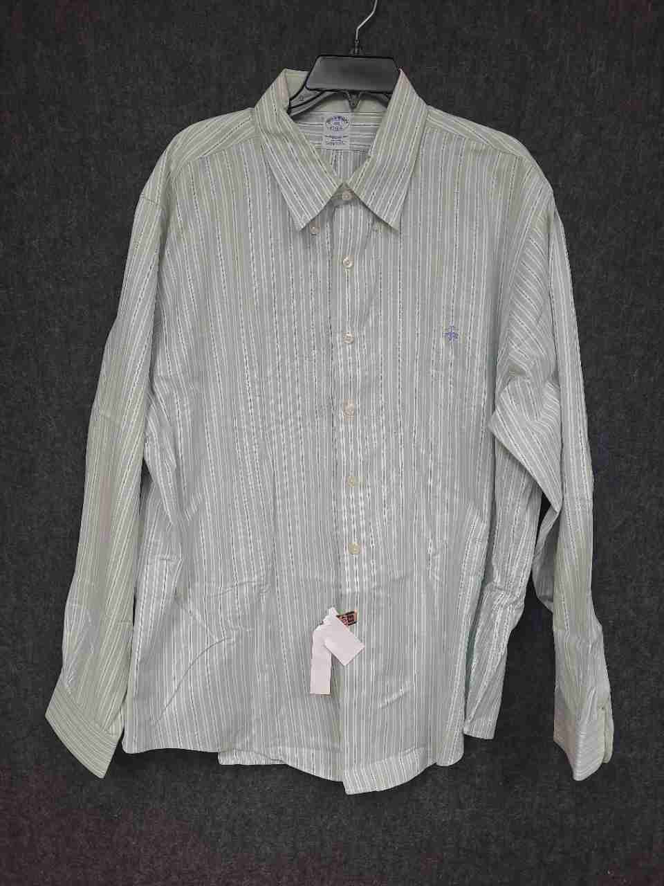 Brooks Brothers Men's Green Striped Slim Fit Supima Cotton Non-Iron Shirt Sz XXL