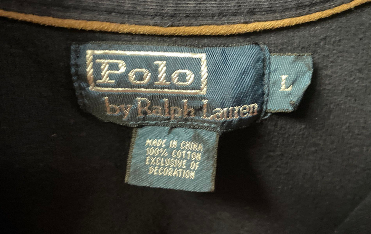 Polo Ralph Lauren Men's Navy Blue 1/4 Zip Pullover Cotton Sweater Vintage Y2K L