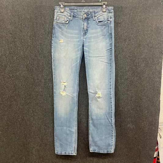 Calvin Klein Jeans Men's Light Wash Distressed Slim Straight Jeans Size 29x32