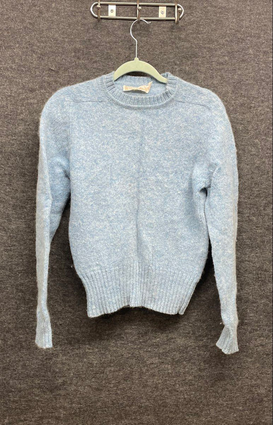 Vintage 90s Andhurst Men's Light Blue 100% Shetland Wool Crewneck Sweater Sz M