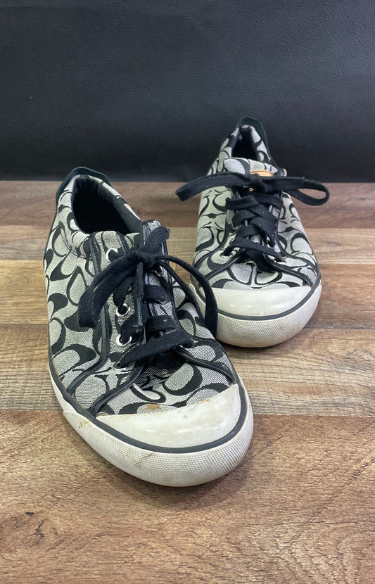 Coach Barrett Signature C Monogram Black Grey Low Top Sneakers Size 10