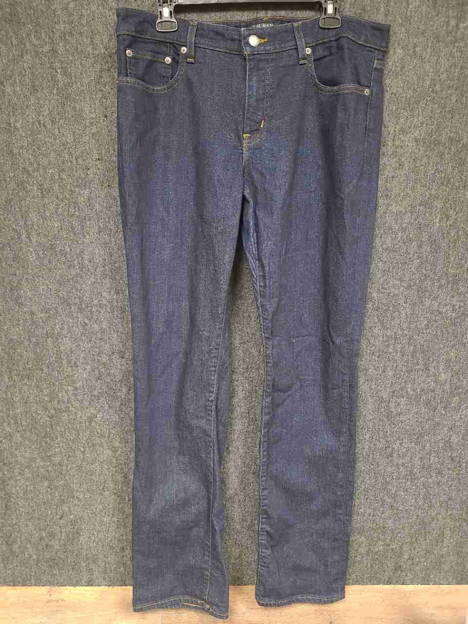 Lauren Ralph Lauren Women's Dark Wash Straight Leg Stretch Denim Jeans Sz 14
